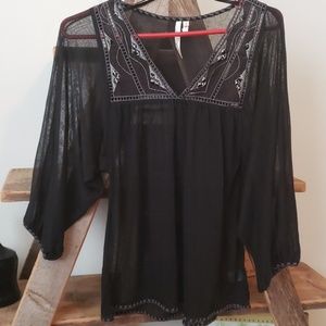 Black, flowy long sleeve shirt